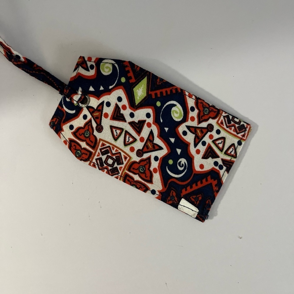 Colorful Orange Blue Green Laminated Luggage Tag Travel I D Badge Fun Pattern - Picture 3 of 9